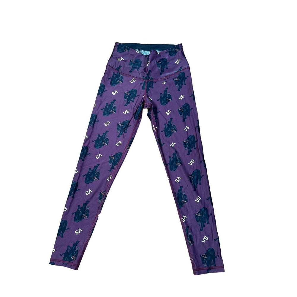 Victoria's Secret Leggings Black Panther Purple High Waist Sport Tight Gym 7/8 S